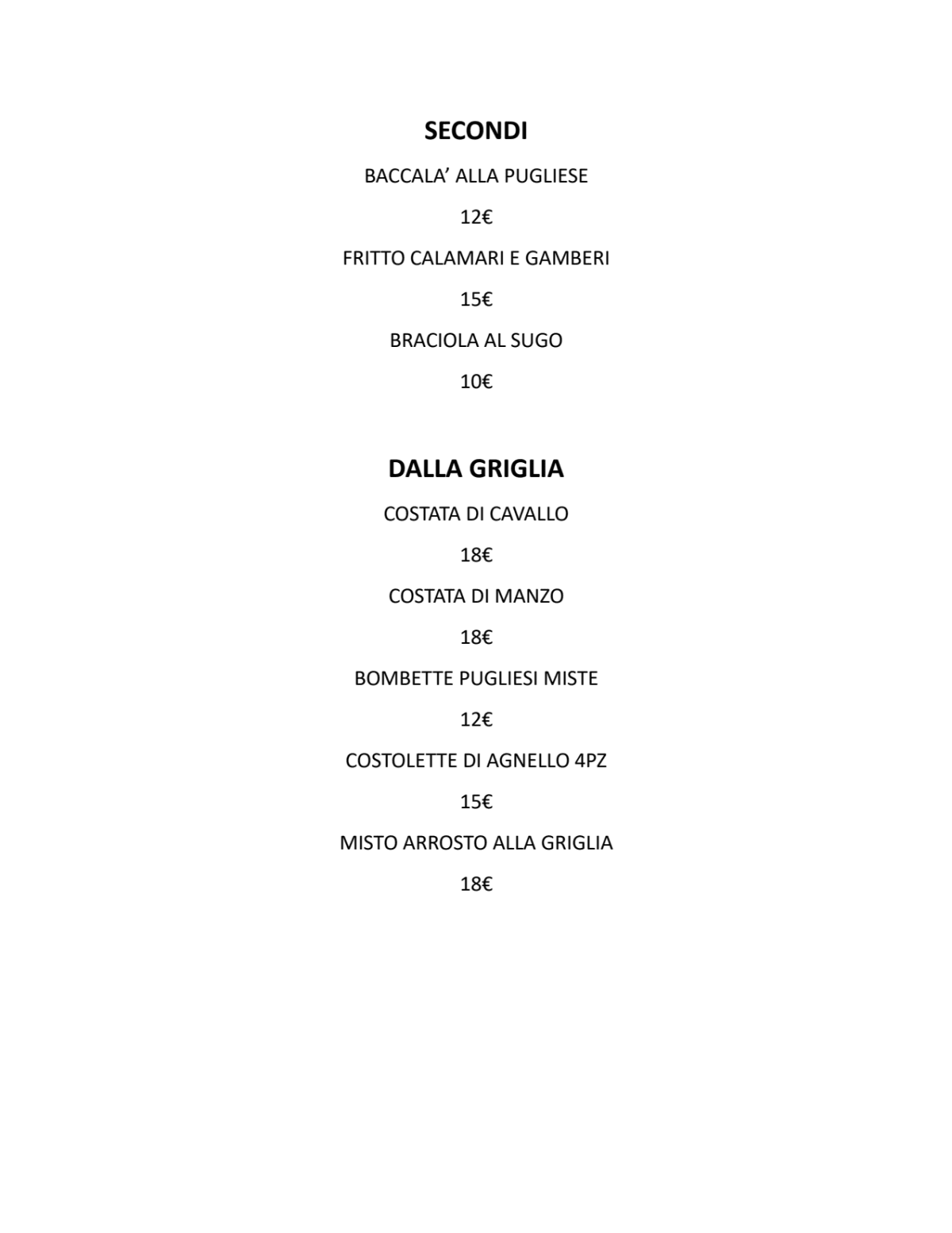 La Braciolina di Lambrate  menu