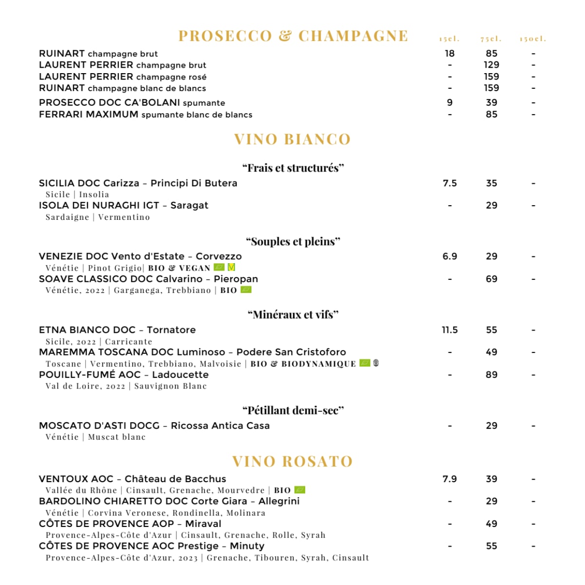 Le Monteverdi menu