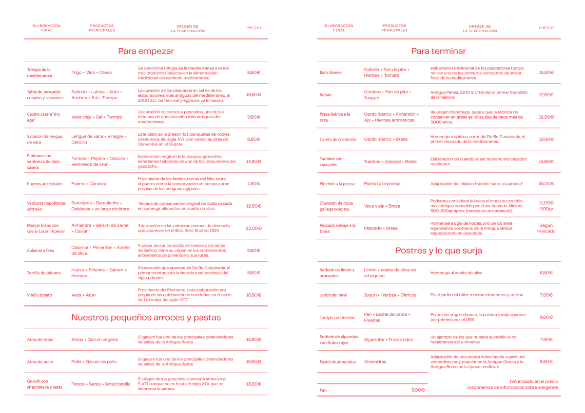 Dos Pebrots menu