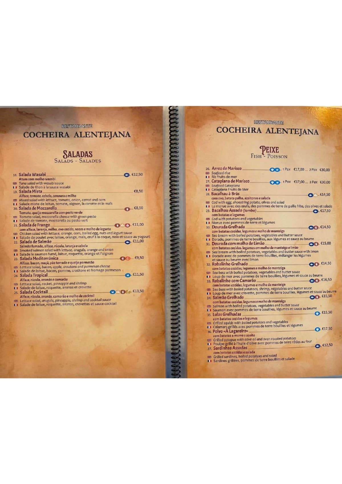 Cocheira Alentejana menu