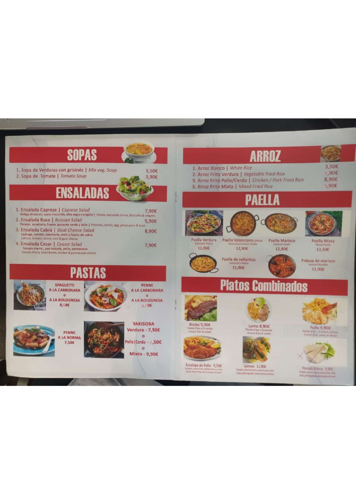 Foodland menu