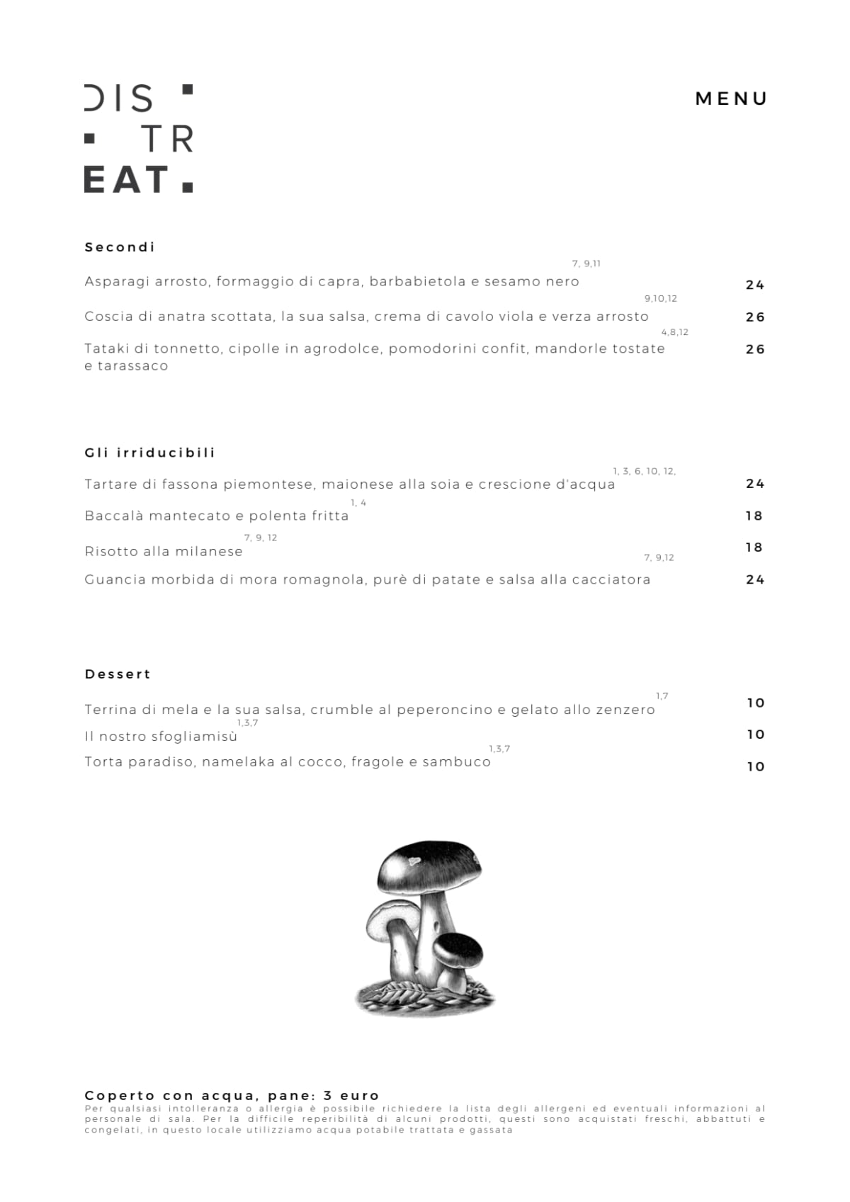 Distreat menu