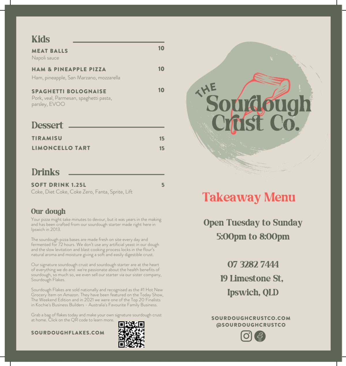 Carte et Menus 2022 The Sourdough Crust Co. à Ipswich (QLD) TheFork