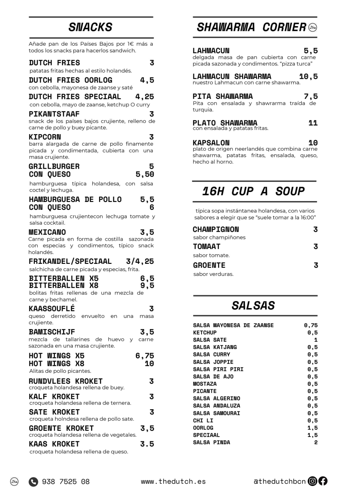 The Dutch Bcn menu