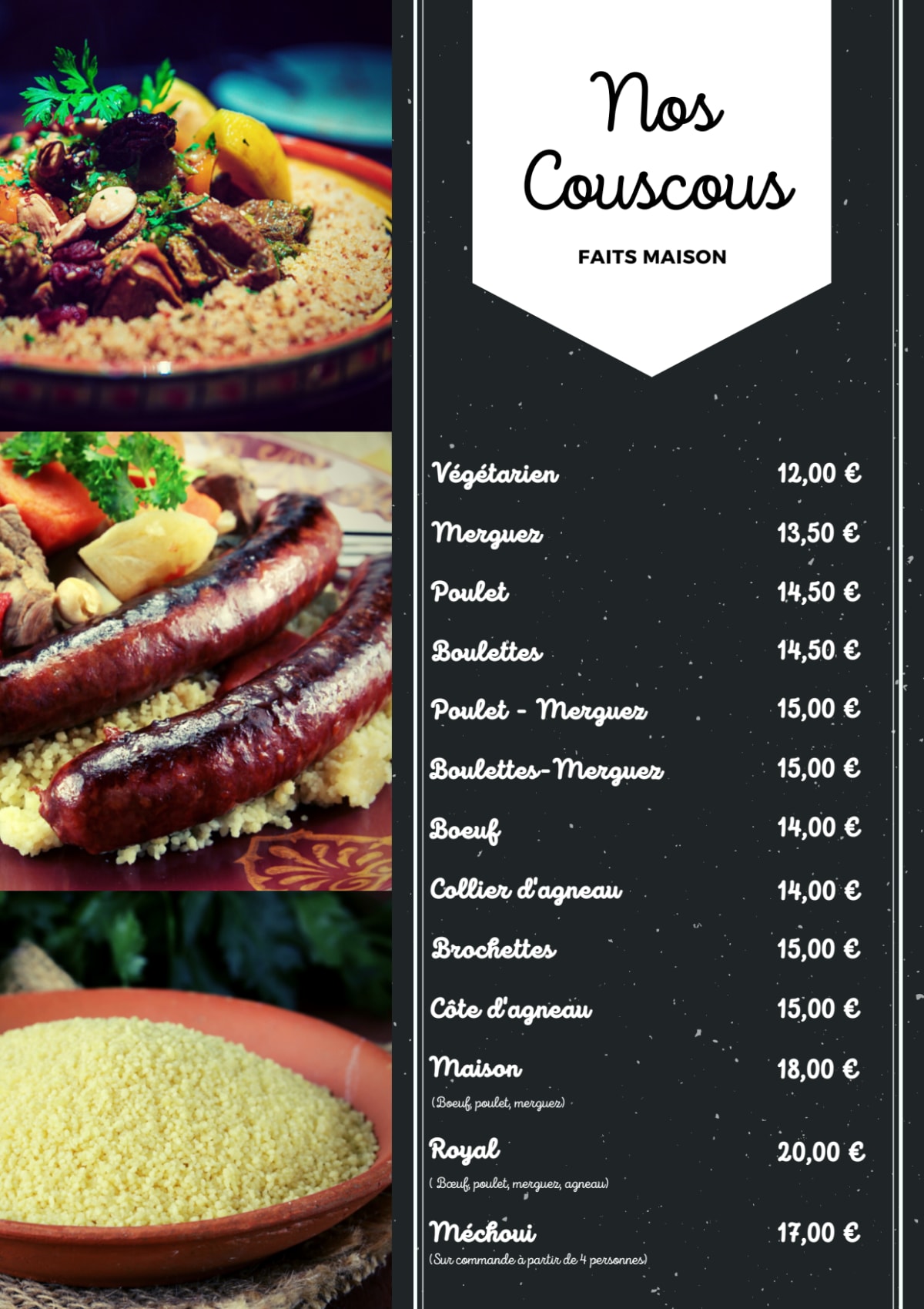 Sofiane menu