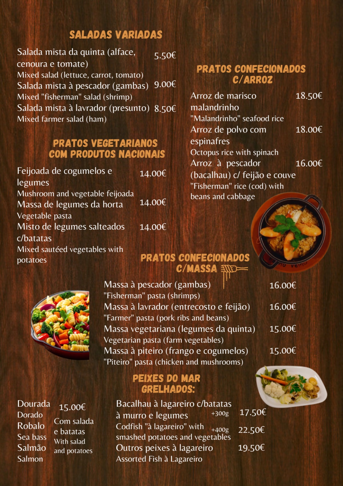 Forno Velho menu