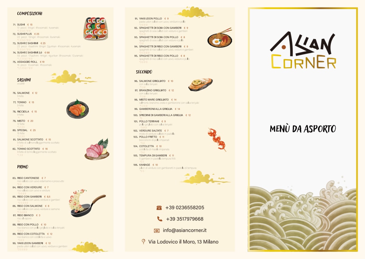 Asian Corner menu