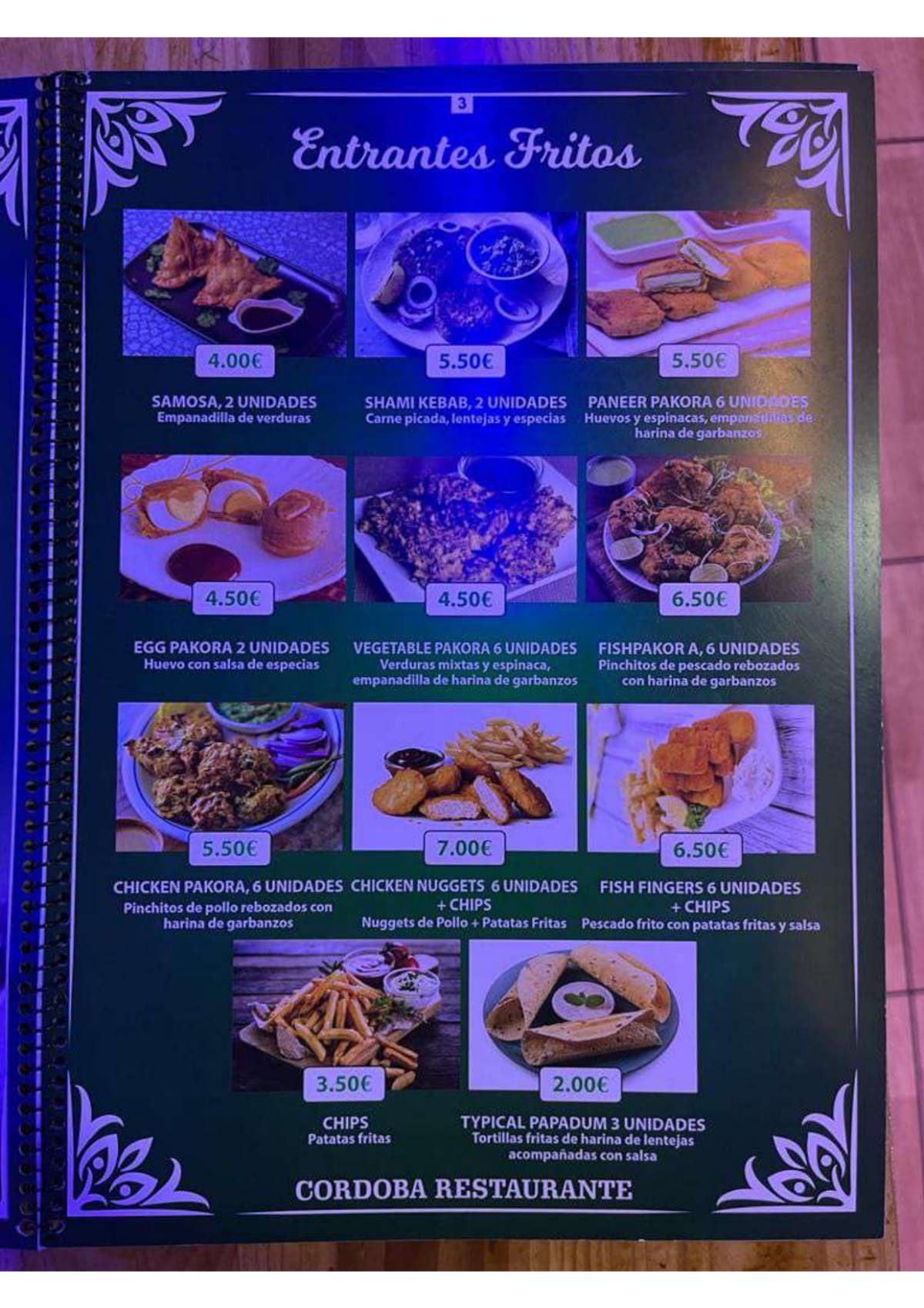 Cordoba Restaurant And Marriage Hall menu