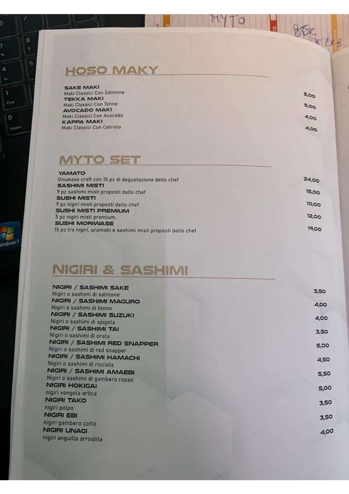 Myto - Asian Contemporary Cuisine menu