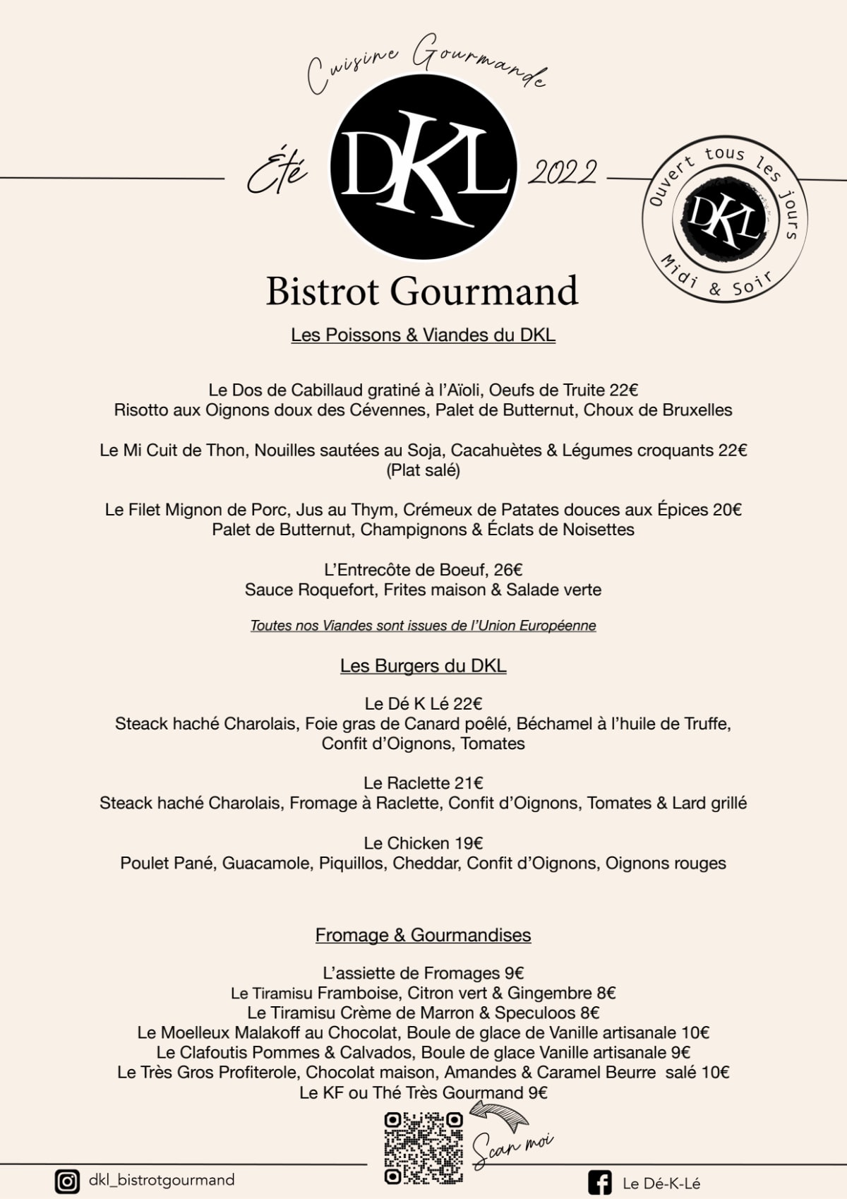 Carte et Menus 2024 Le DéKLé à Nîmes TheFork