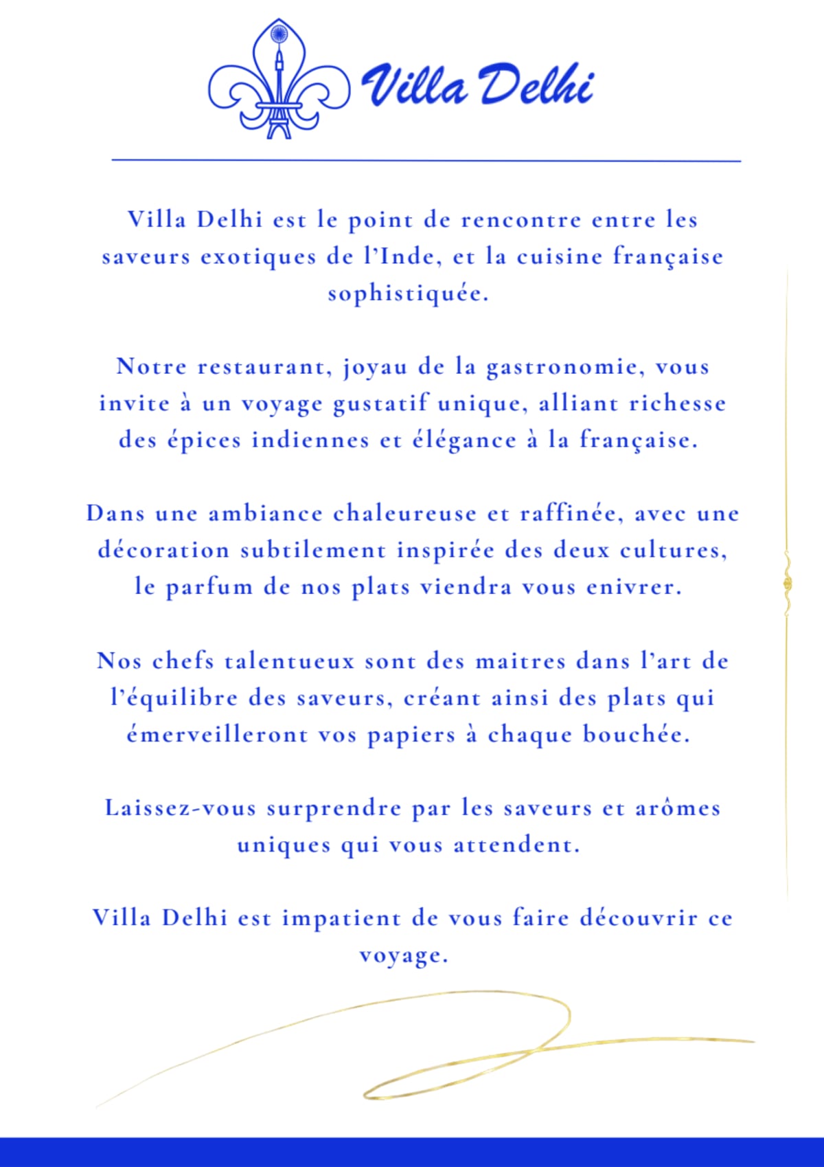 Villa Delhi menu