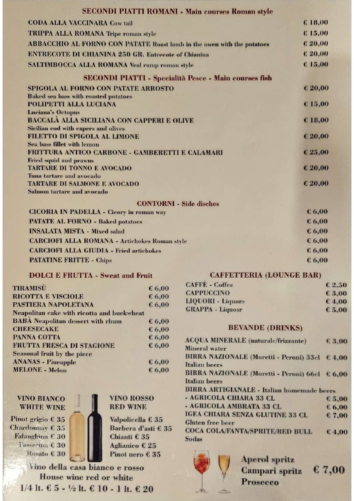 Antico Carbone menu