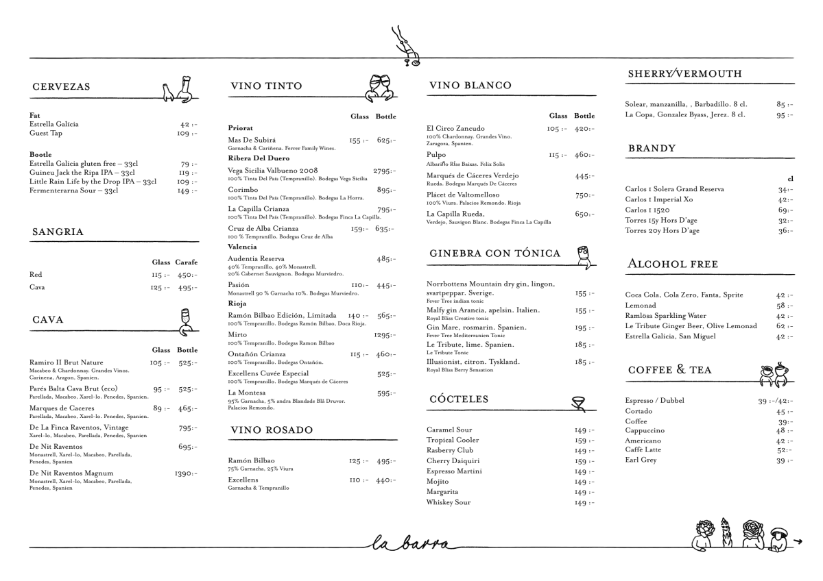 La Barra - RESTAURANGEN menu