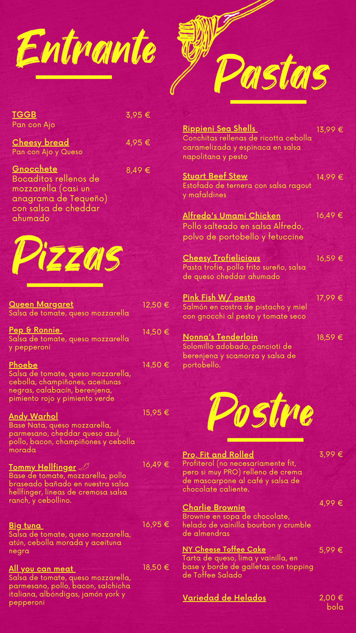 Guido's Nation Pasta & Pizza menu