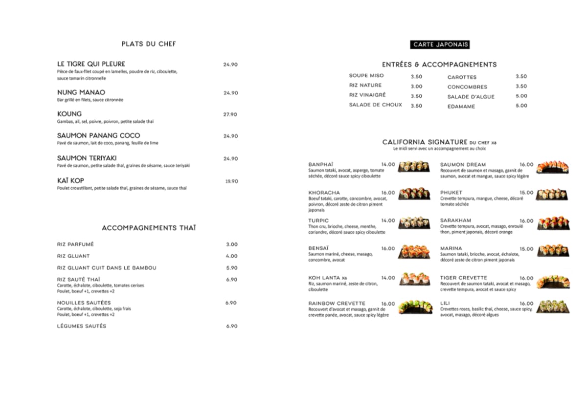 Bensai menu