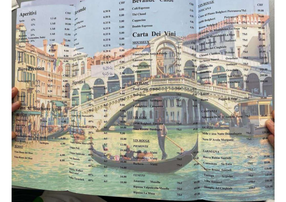 La Gondola menu