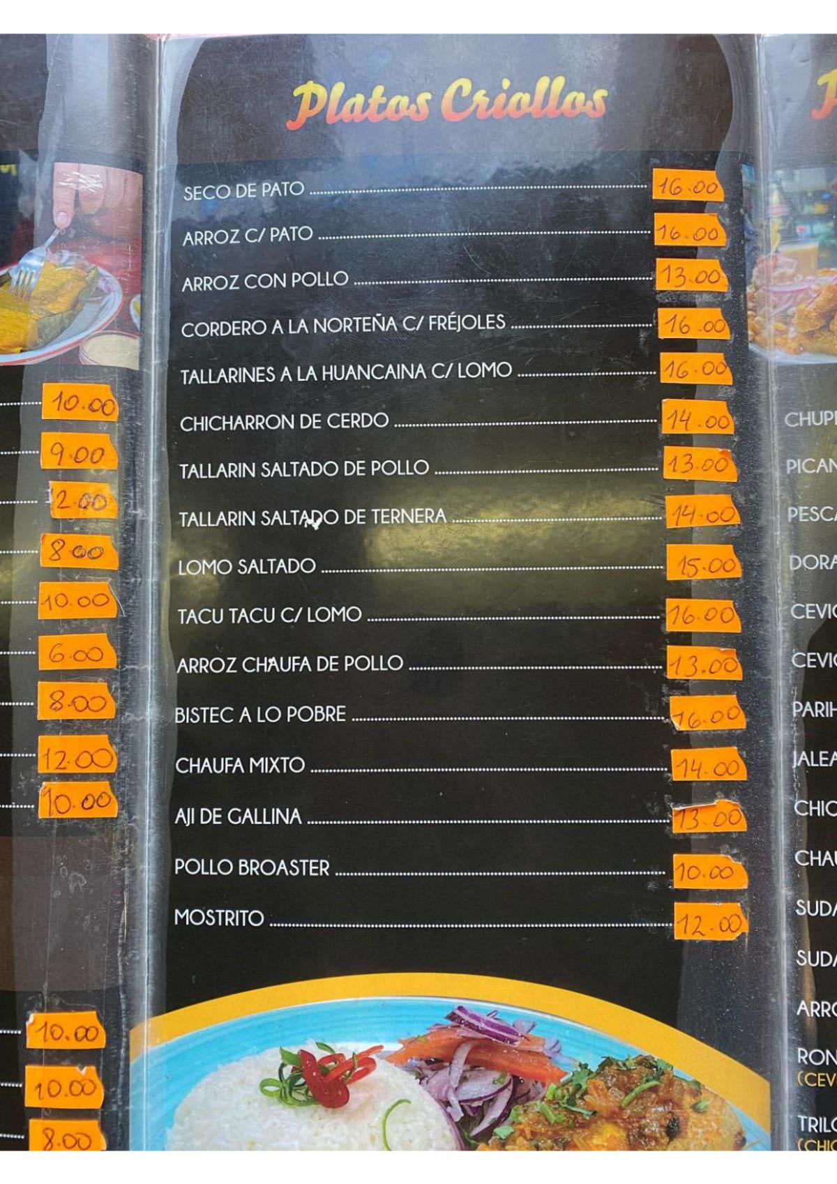 La norteñita menu