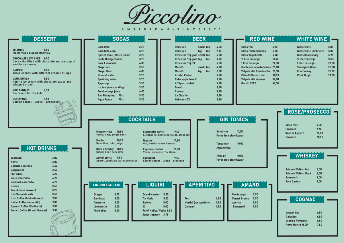 Piccolino menu