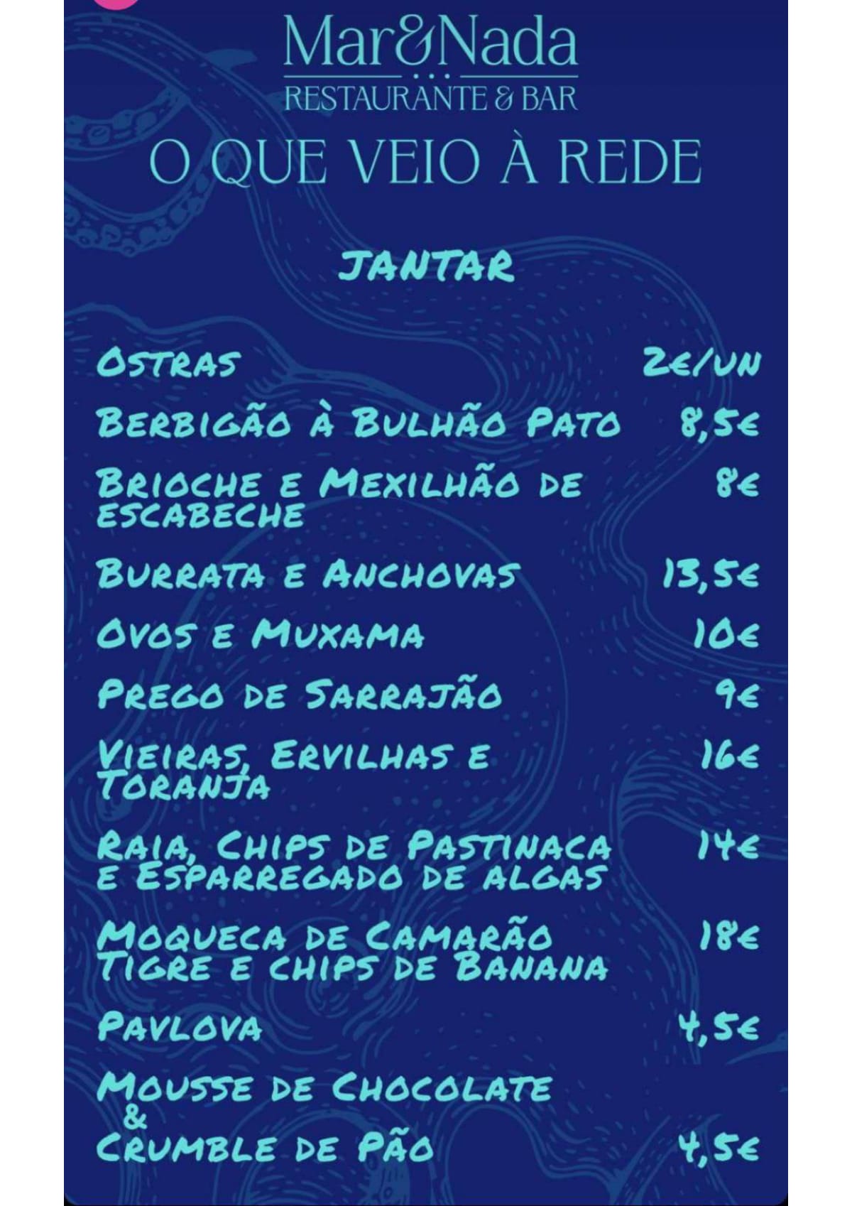 Mar&Nada menu