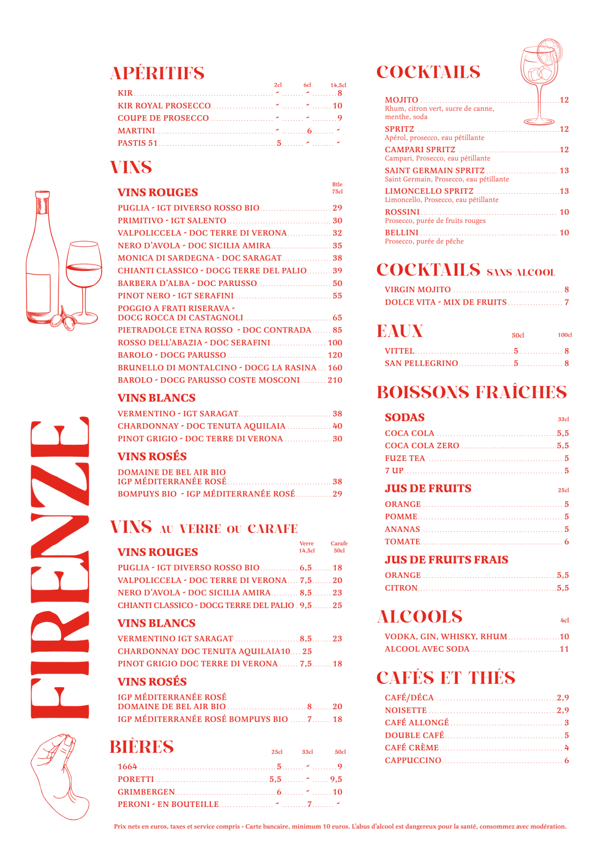 Trattoria Firenze menu