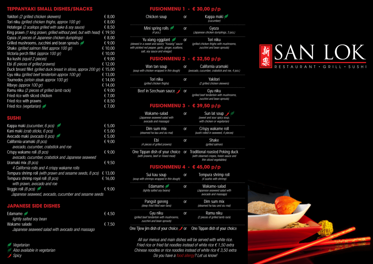 San Lok menu
