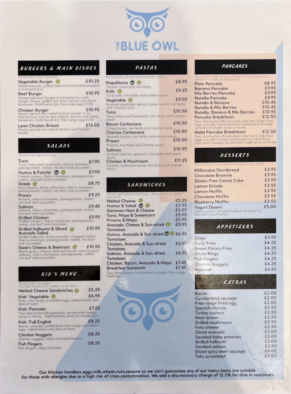 Menù completo e carta 2024 The Blue Owl a Londra TheFork