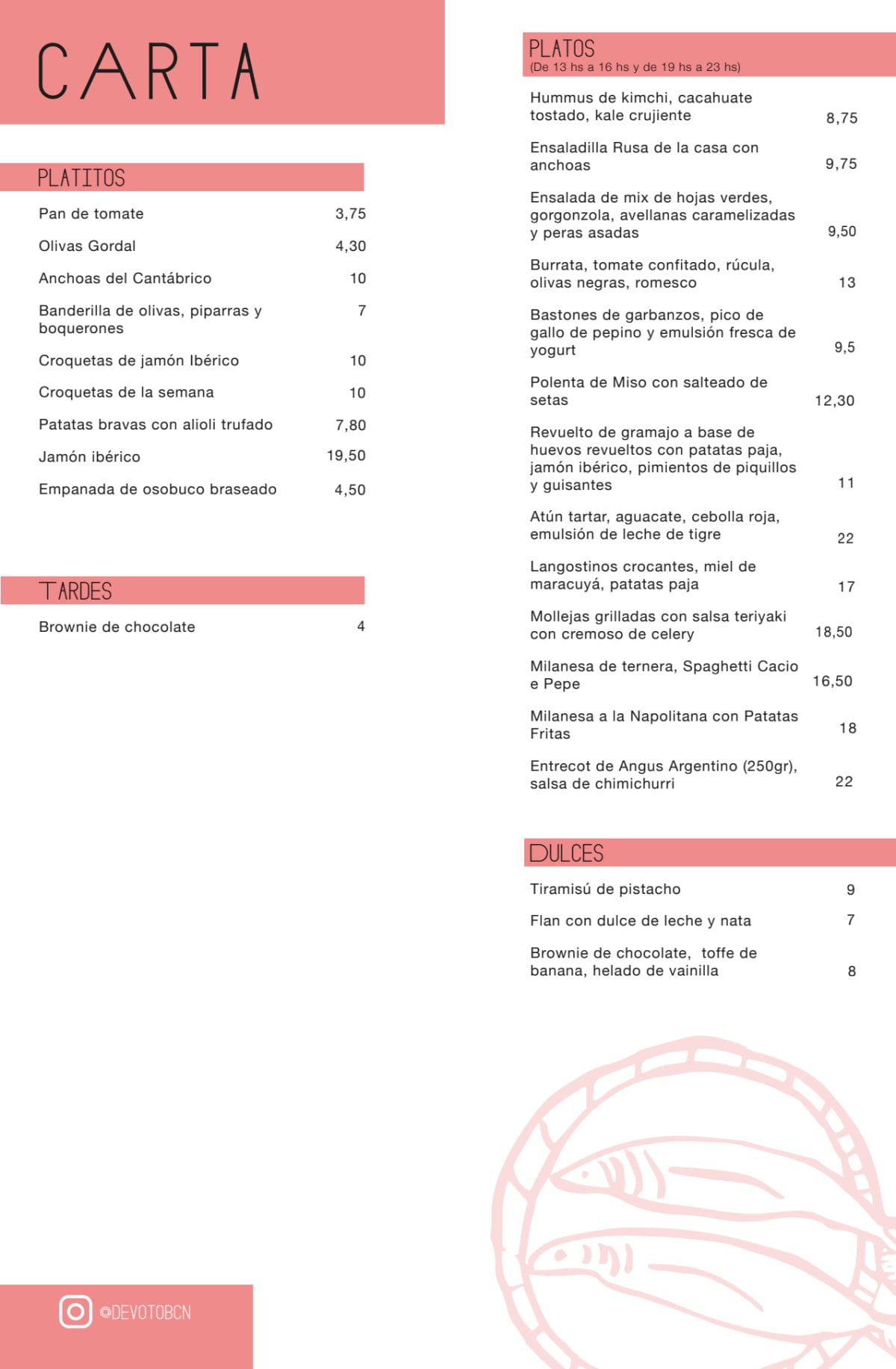 Devoto menu