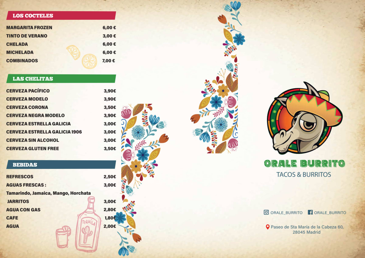 Orale burrito menu