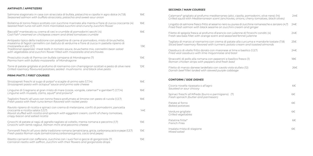 Gavius Restaurant menu