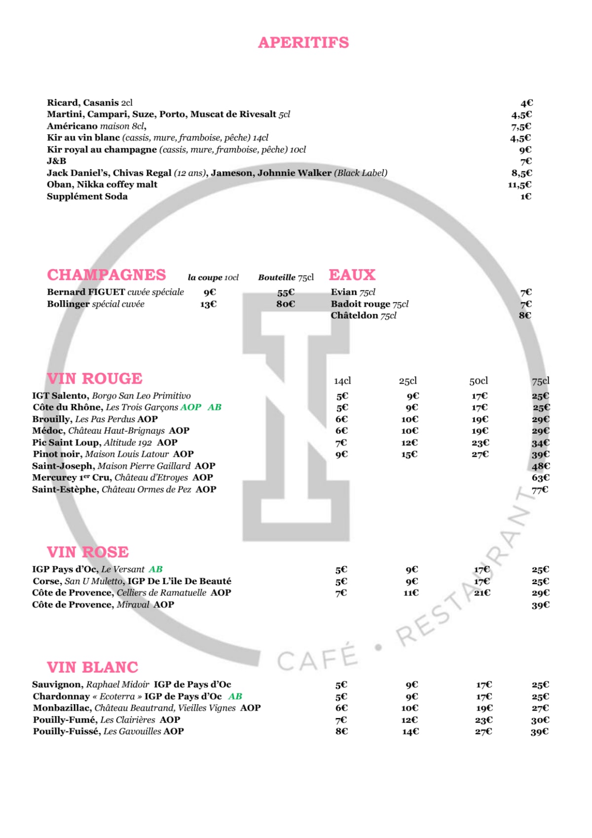 L'Intrigue menu