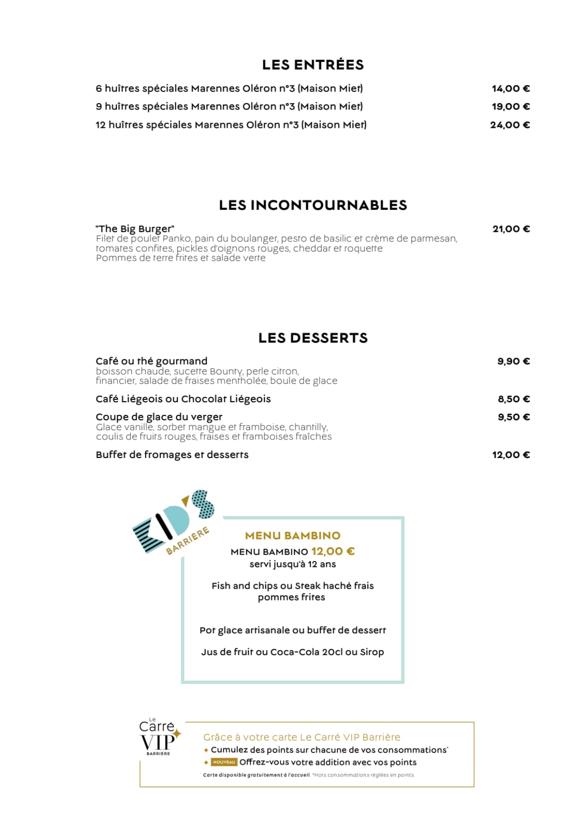 Cafe Barriere Royan Menu