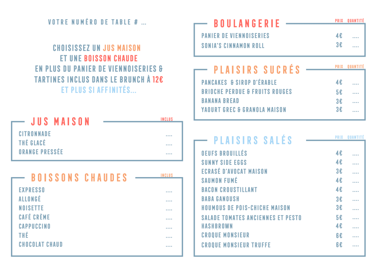 La Banque Sauvage menu