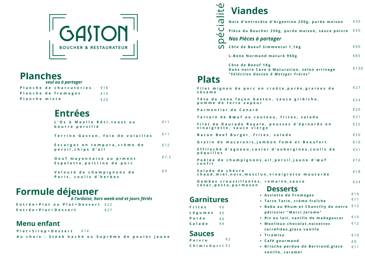 Gaston menu