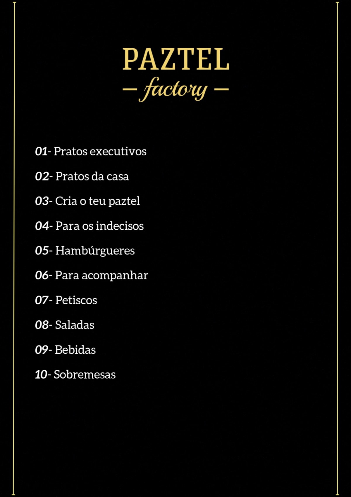 Paztel Factory (Laranjeiras) menu