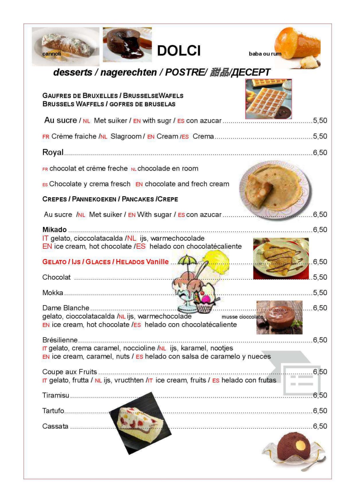 L'Italiano menu