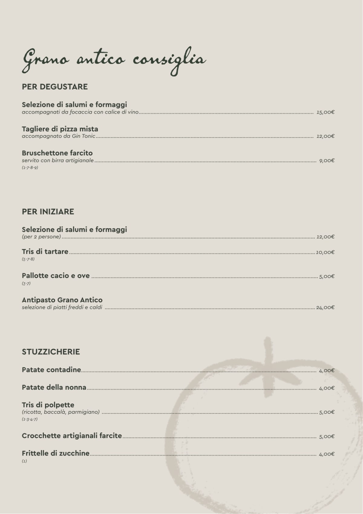 Carte et Menus 2024 Pizzeria Grano Antico à Chieti TheFork