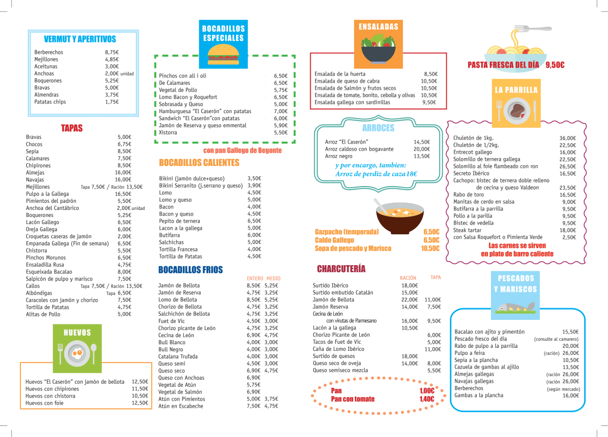 El Caserón menu