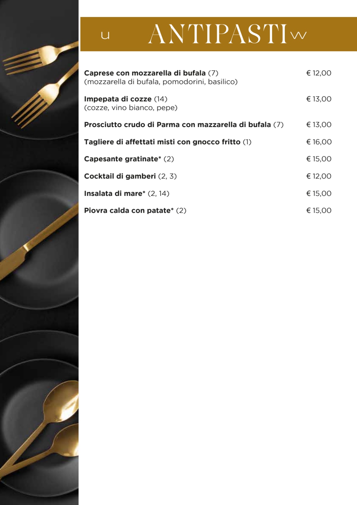 Al Galileo menu