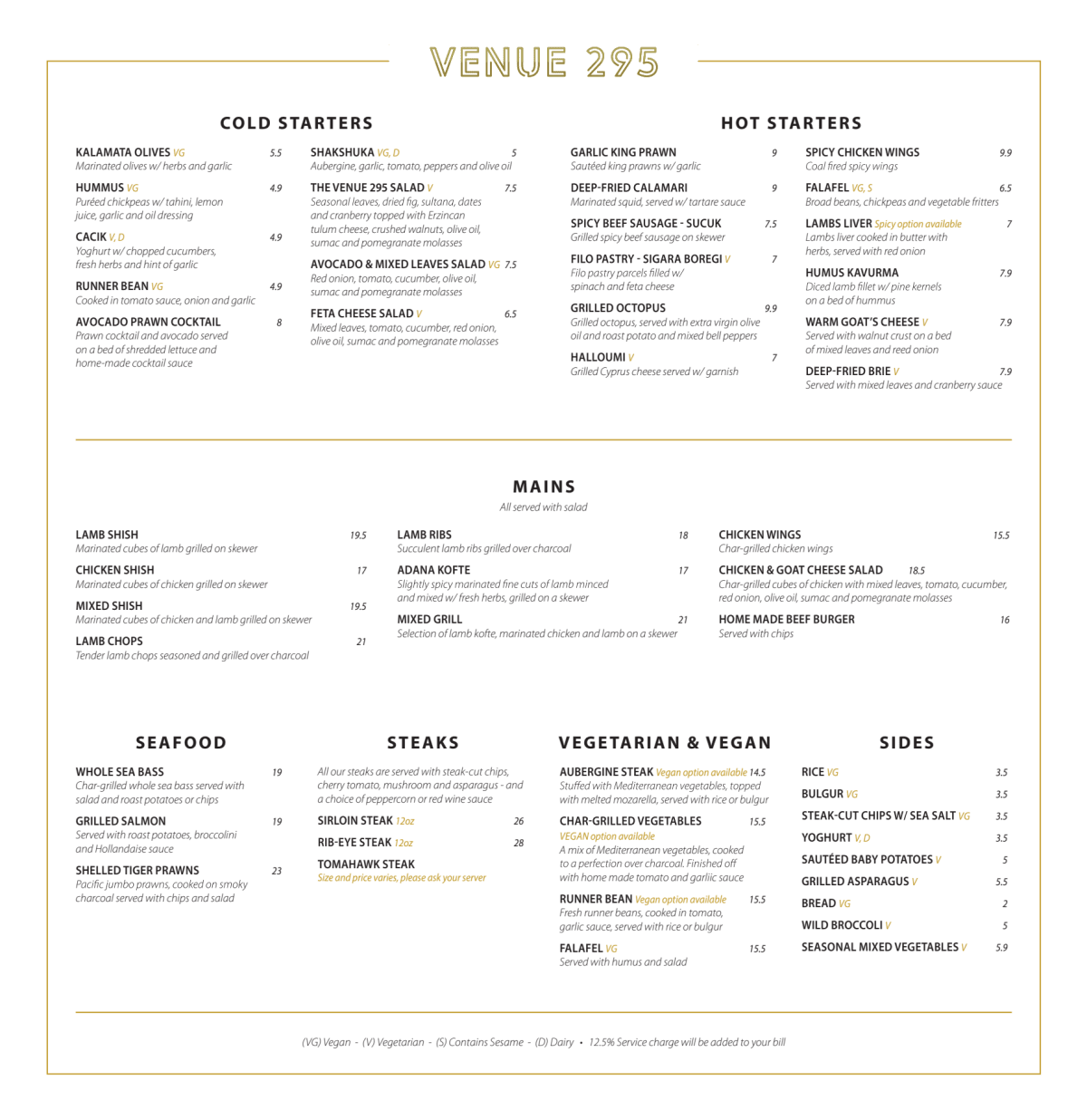 Menu 2024 Venue 295 em Londres TheFork