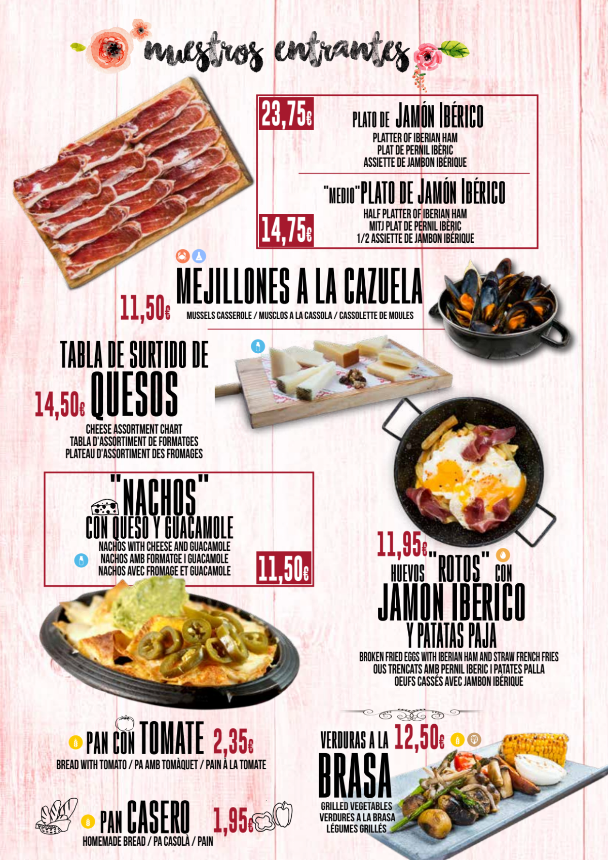 Tapas Les Corts menu