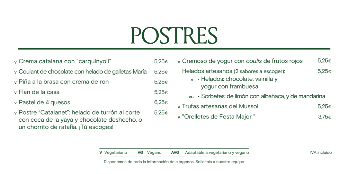 Mussol - Aragó menu