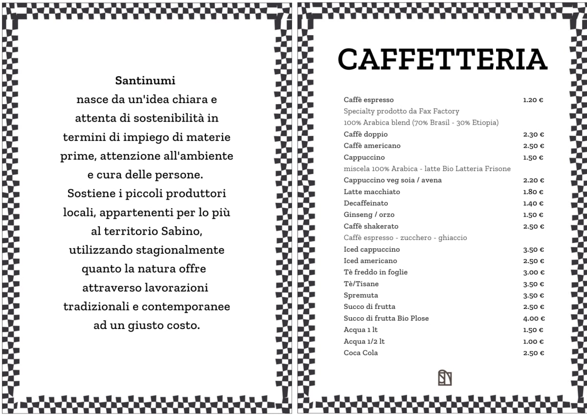 Santinumi menu