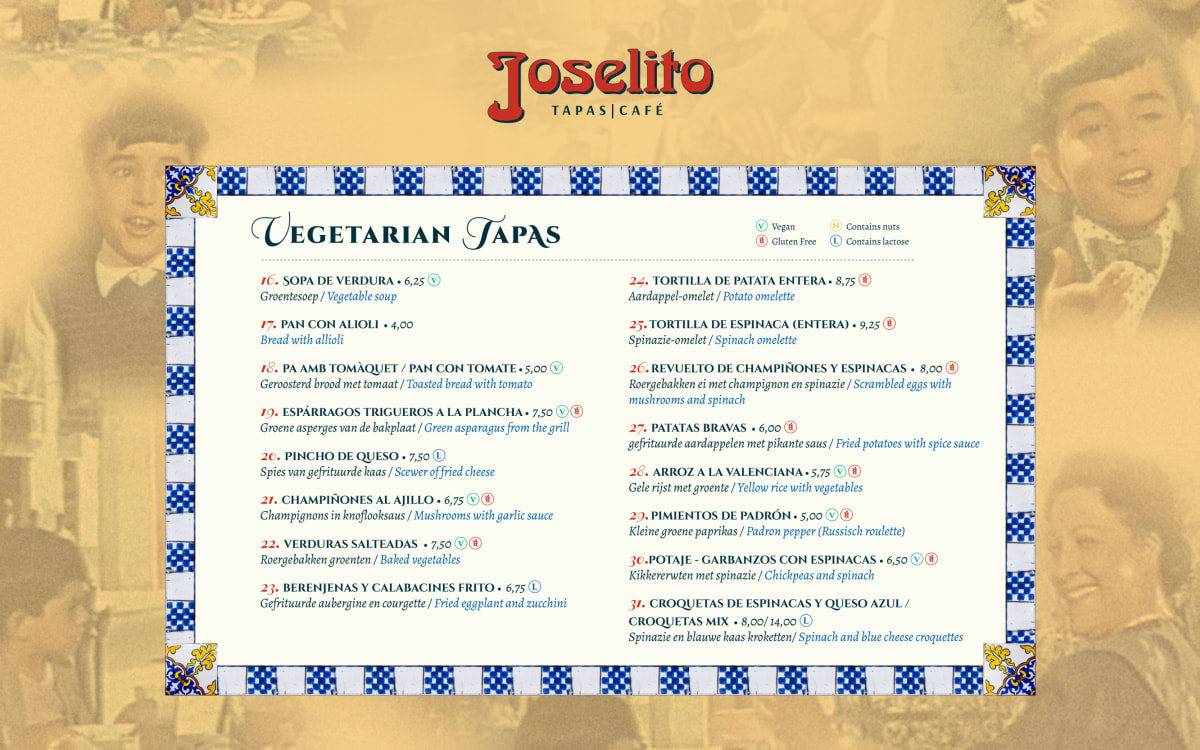 Joselito menu