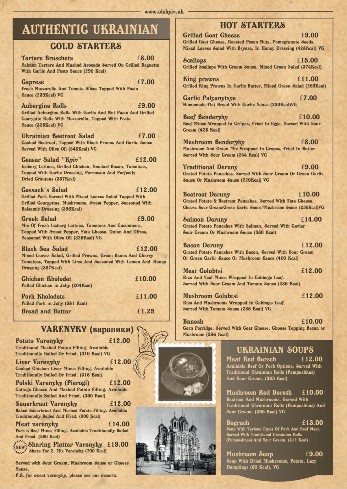 Carte et Menus 2023 Ole Kyiv à Chislehurst TheFork