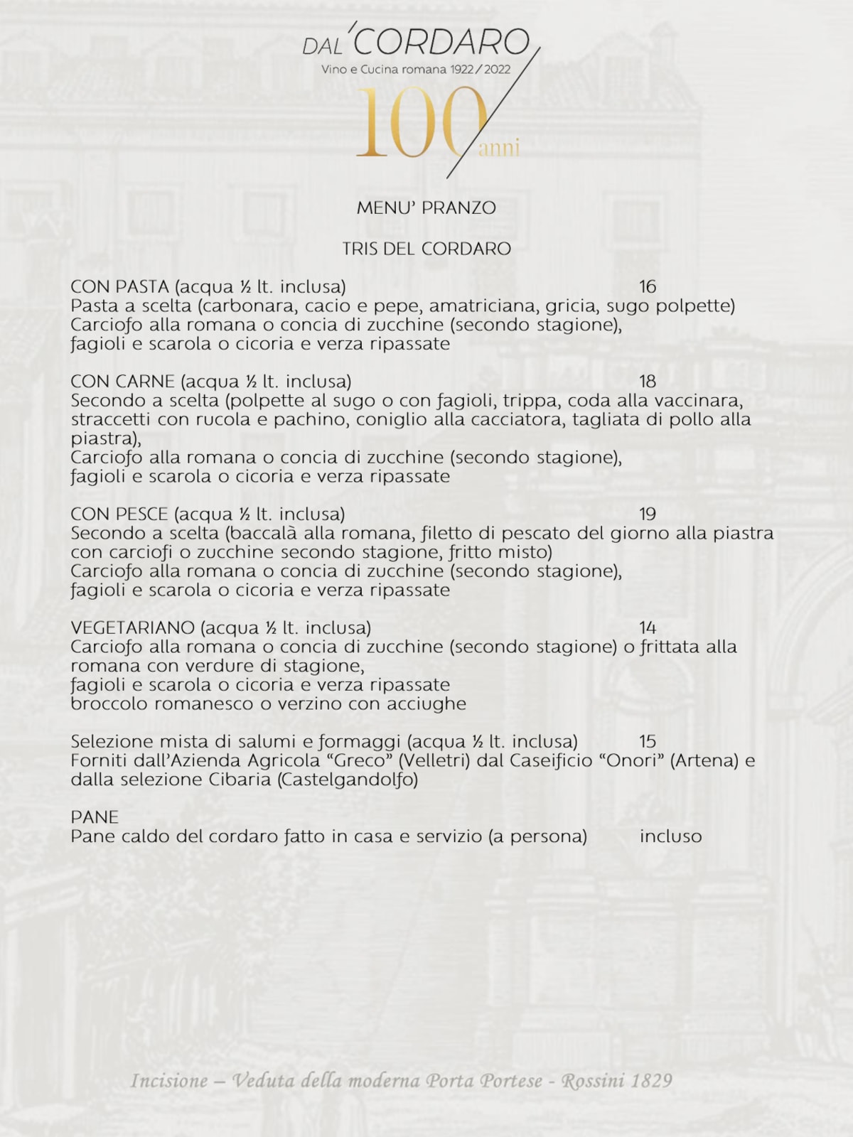 Trattoria Dal Cordaro - Milano menu