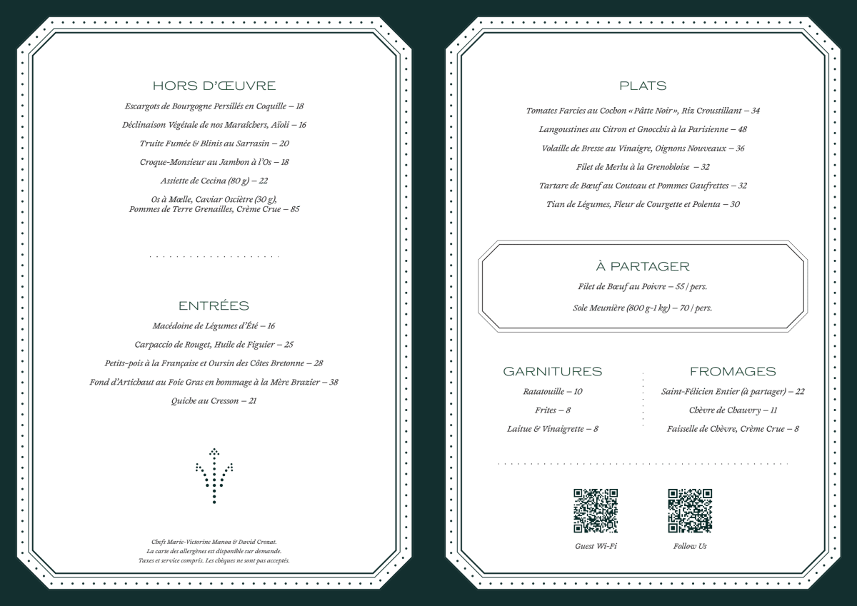 La Fontaine Gaillon menu