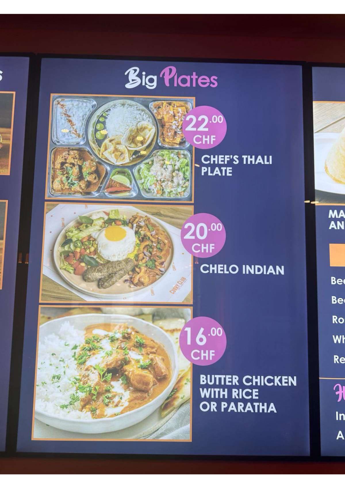 Curry Club by urvi menu