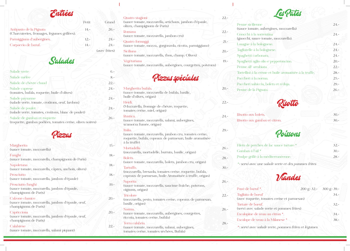 La Pignata menu