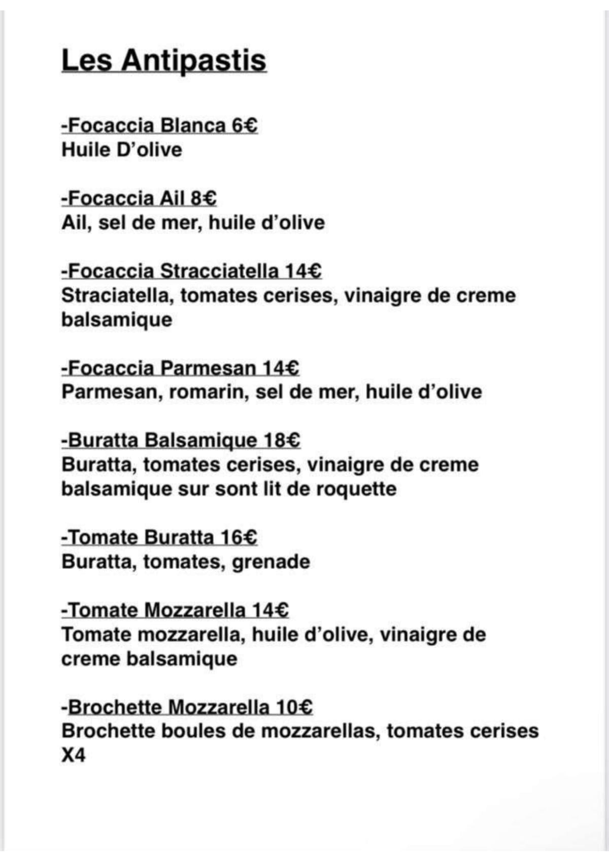 Alfonso Halavi menu