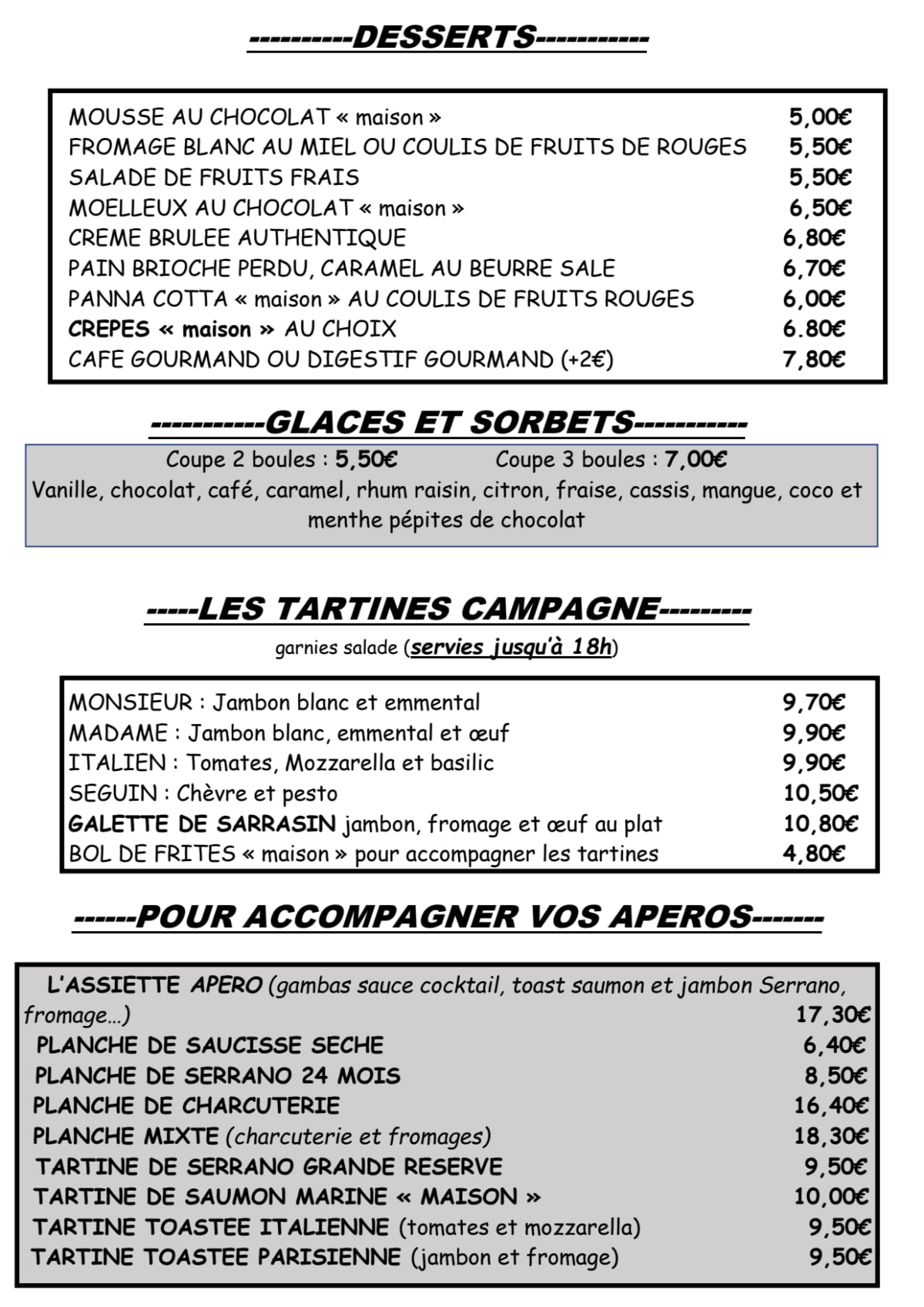 L'Amazonial menu